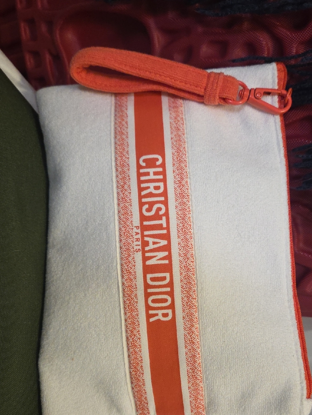 Dior White and Orange Christian Dior Cosmetic Pouch
